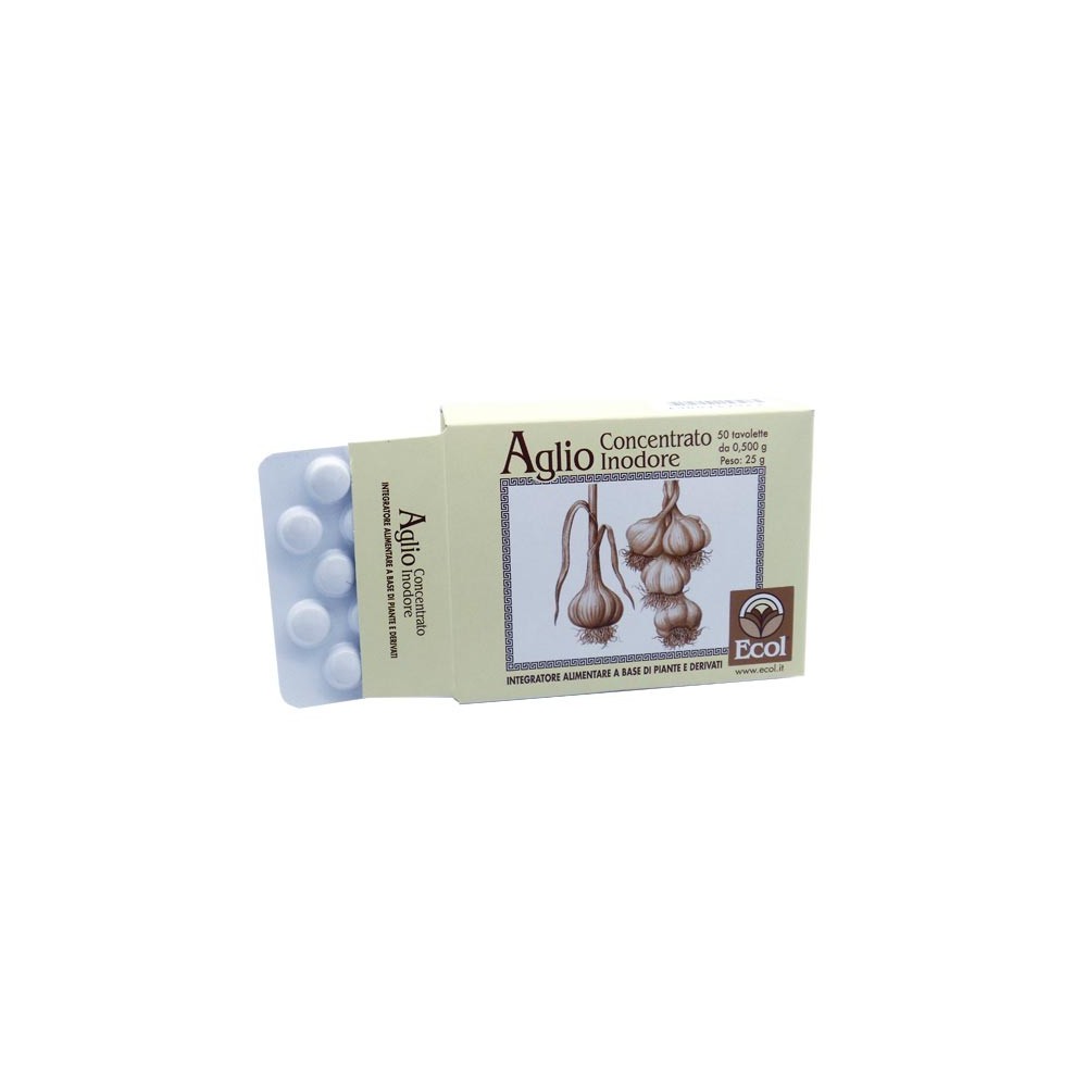Aglio concentrato inodore integratore alimentare 50 tavolette ecol