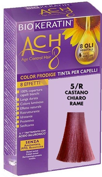 BIOKERATIN ACH8 Tinta per Capelli Castano Chiaro Rame 5/R 200 gr Dietalinea - Foto 1 di 1