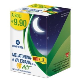 Melatonina act + forte 5 complex e valeriana act integratore alimentare 60 compresse