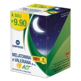 Melatonina Act + forte 5 complex e valeriana act integratore alimentare 60 compresse