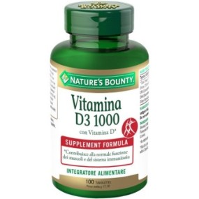 Vitamina d3 1000 con vitamina d integratore alimentare 100 tavolette nature's bounty