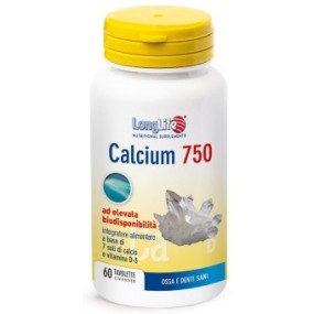 CALCIUM 750 Mg integratore alimentare 60 tavolette Long Life