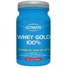 WHEY GOLD 100% FRAGOLA integratore alimentare in polvere 750 g Ultimate Italia