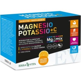 Integratore alimentare Magnesio Potassio + Vitamina C – Gusto Limone 20 bustine Erba Vita