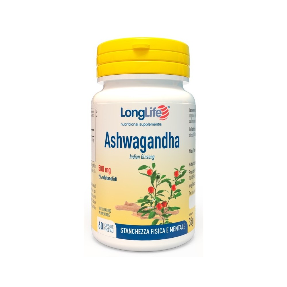 Ashwagandha integratore alimentare 60 capsule long life