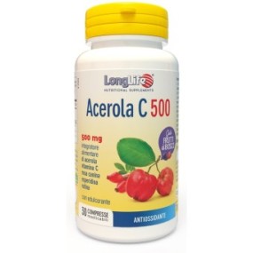 Acerola c 500 mg frutti di bosco integratore alimentare 30 compresse masticabili long life