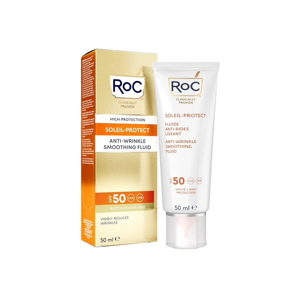 Roc fluido solare viso spf 50+ anti-rughe levigante  50 ml
