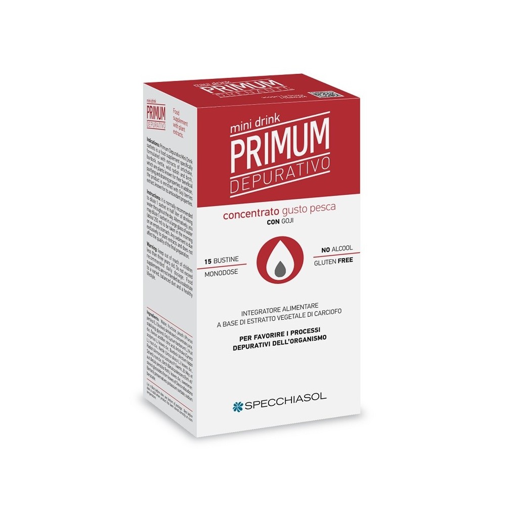 Primum depurativo gusto pesca – minidrink integratore alimentare 15 bustine specchiasol